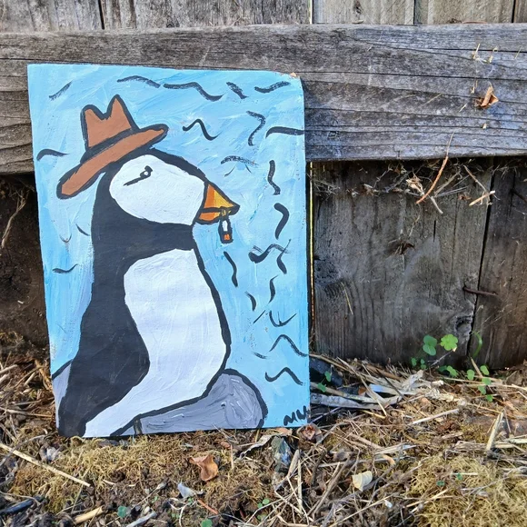 Puffin Painting On Cardboard - Picture 9 of 12